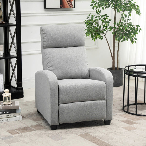 Manual Fabric Recliner for Home Theater, Light Gray