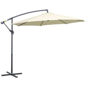 Offset Umbrella for Outdoor Market Hanging Banana Umbrella Offset Sunshade Crank Handle Cross Base Beige