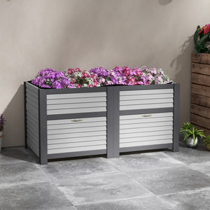Raised wooden planter with storage
