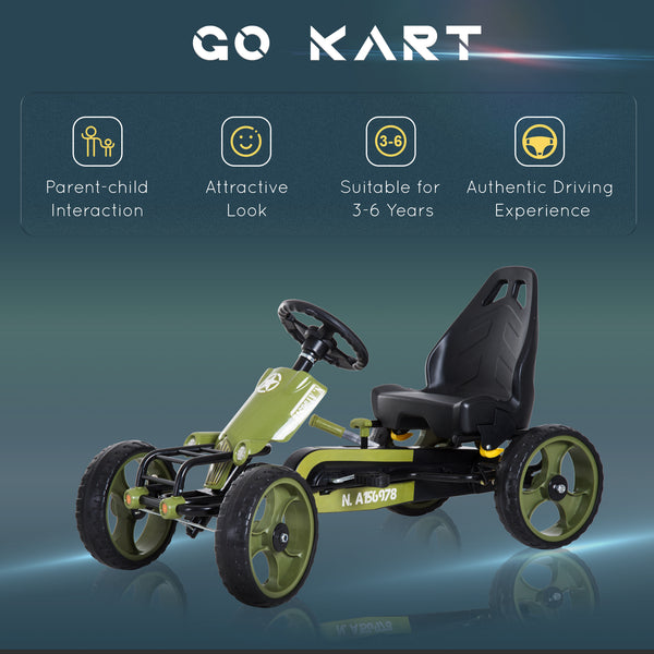 Pedal go-kart with adjustable seat green