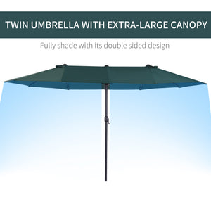 15-foot double-sided parasol, dark green