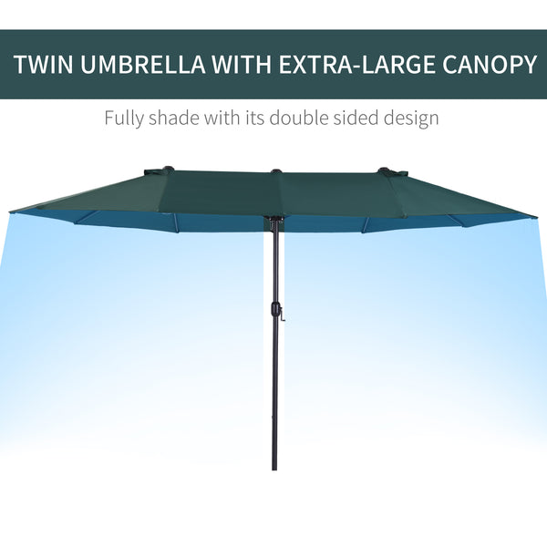 15-foot double-sided parasol, dark green