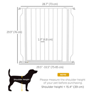 White pet gate with door and double locking system