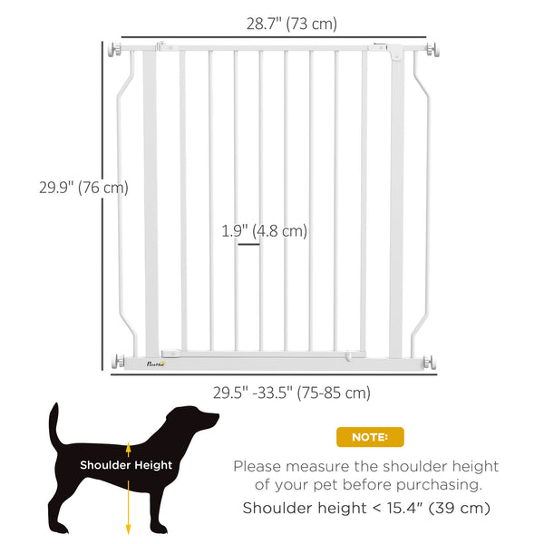 White pet gate with door and double locking system
