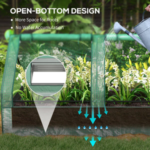 Raised metal planter with integrated mini-greenhouse