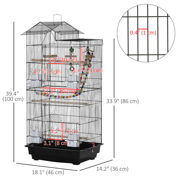 Bird cage for parakeets, cockatiels, conures and small birds