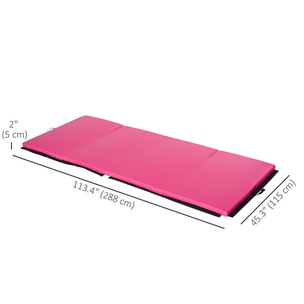 4'x10'x2'' Folding Gymnastics Mat with Carry Handles, Pink