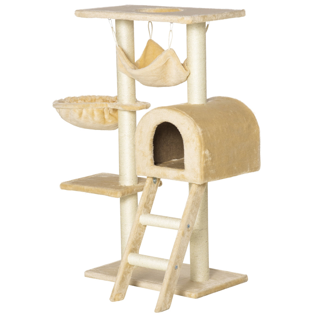 99cm Deluxe Cat Tree with Scratching Post, Condo, Activity Center, Beige