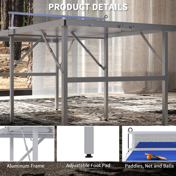 Portable Ping Pong Table with Net and Accessories, Blue