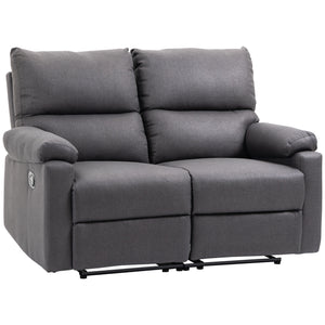 2-seater recliner with footrest, dark gray