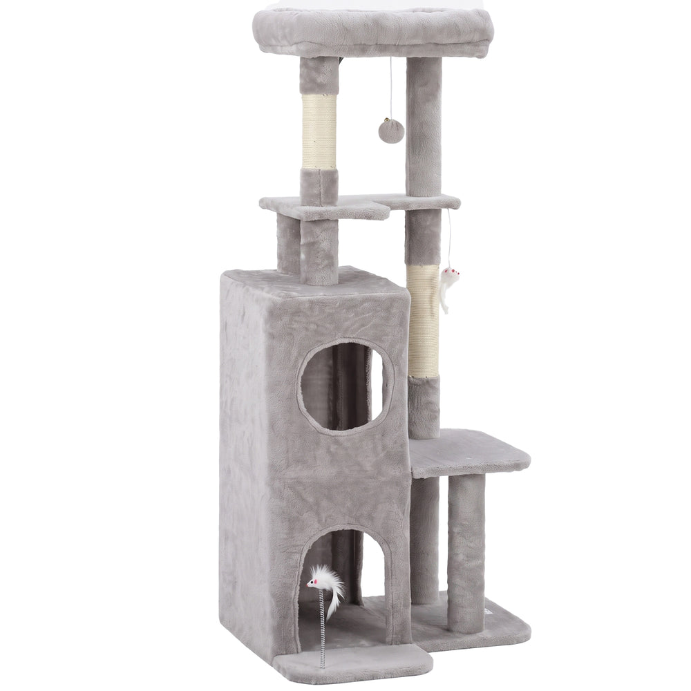 52-inch Cat Tree with Two-Tier Cat Condo, Light Gray