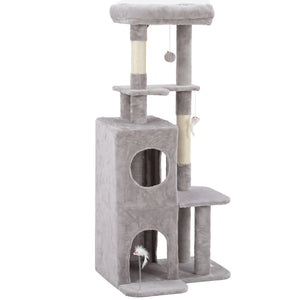 52-inch Cat Tree with Two-Tier Cat Condo, Light Gray