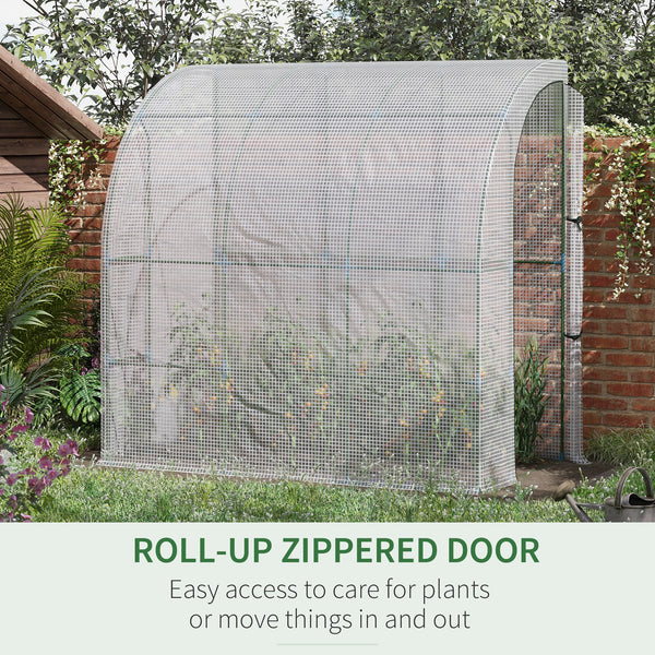 7' x 4' x 7' Garden Greenhouse with Roll-Up Door, Ideal for Plants, Herbs, Vegetables, White