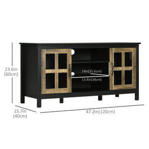 TV stand for TVs up to 55 inches, with adjustable shelves and cable management, black