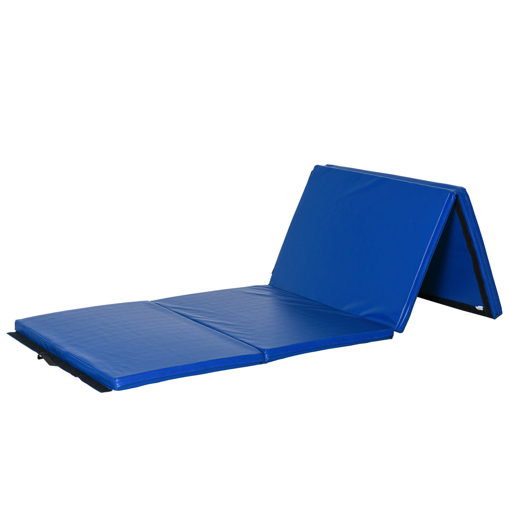4'x10'x2'' Folding Gym Mat with Carry Handles, Dark Blue