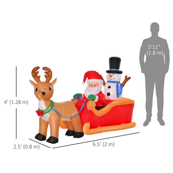 Inflatable Santa Claus and Snowman on Sleigh with 2m Reindeer