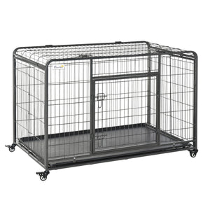 Heavy-duty foldable crate with double door, lockable casters and tray