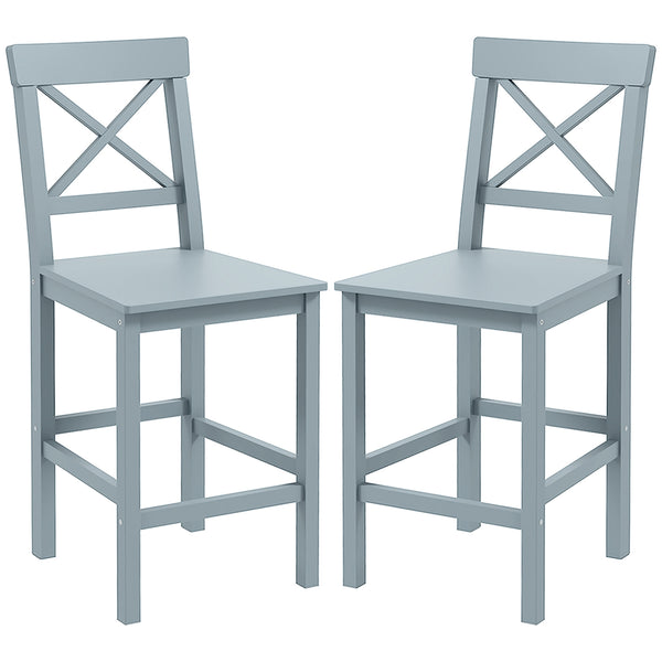 Set of 2 wooden bar stools, grey
