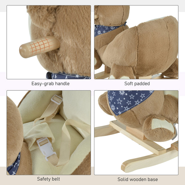 Rocking bear with fun music and soft plush fabric
