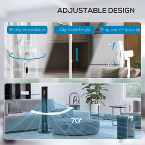 Set of 2 pedestal fans with remote control, adjustable height, tilting head, timer, oscillating, white