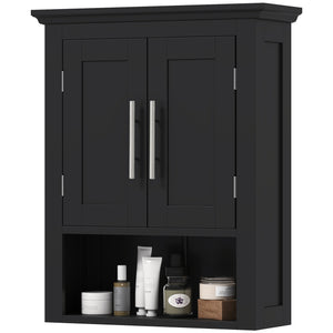 Toilet storage cabinet with shelf, black