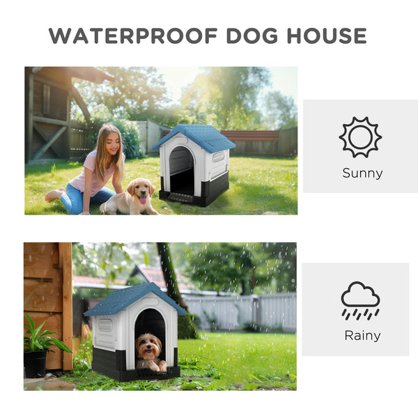 Outdoor kennel with windows and elevated base