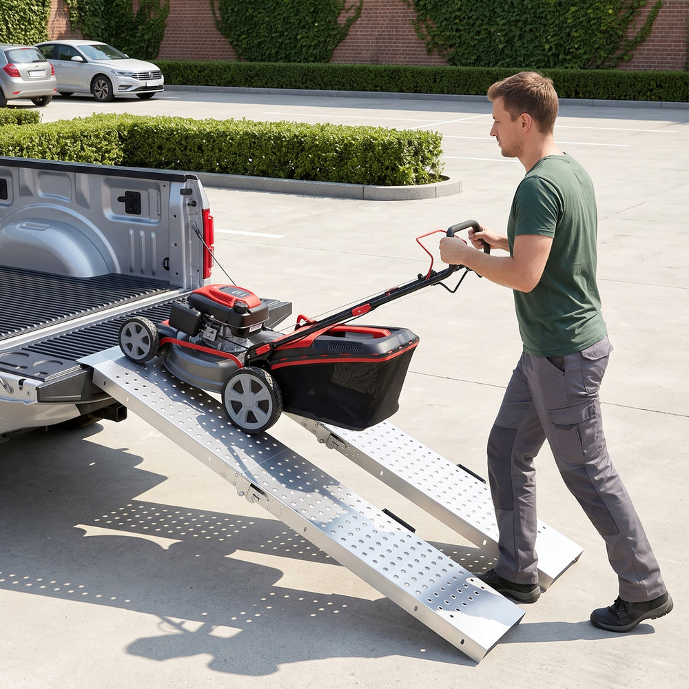 Set of 2 foldable steel loading ramps for motorcycle and ATV