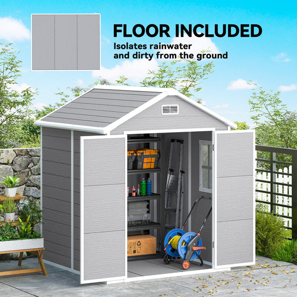 Plastic garden shed with floor, window, lockable doors and ventilation