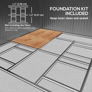 Metal garden shed with foundation kit included, brown