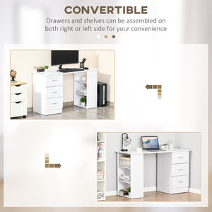 47-inch Desk with 3-Tier Storage Shelves, White