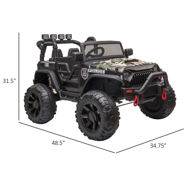 12V Police Jeep with Parental Remote Control, Camouflage
