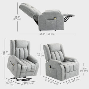 Lift Chair for Seniors, Microfiber Electric Recliner with Remote Control, Light Grey