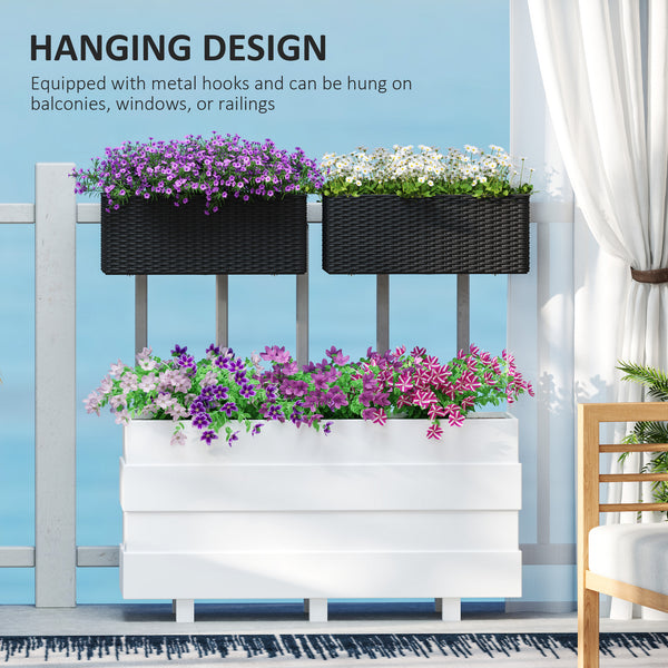 Set of 2 hanging flower pots, black