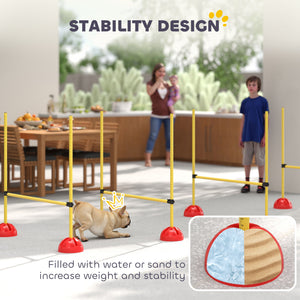 4-piece Obstacle Course with Height-Adjustable Jump Hurdle and Bag, Yellow