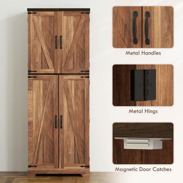 Tall brown wood-effect pantry cabinet with 10 shelves and 8 spice racks