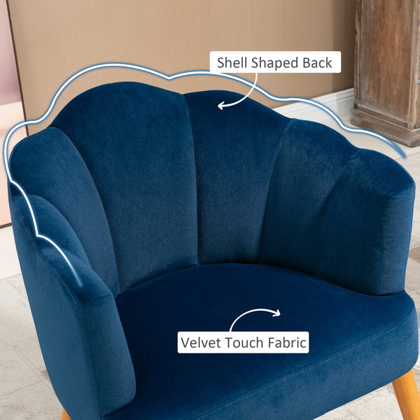 Accent chairs with upholstered seat, armrests and wooden legs, blue