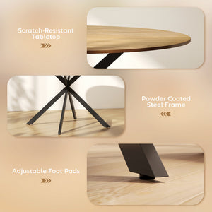 47" Round Industrial Kitchen Dining Table for 4, Steel Legs, Brown