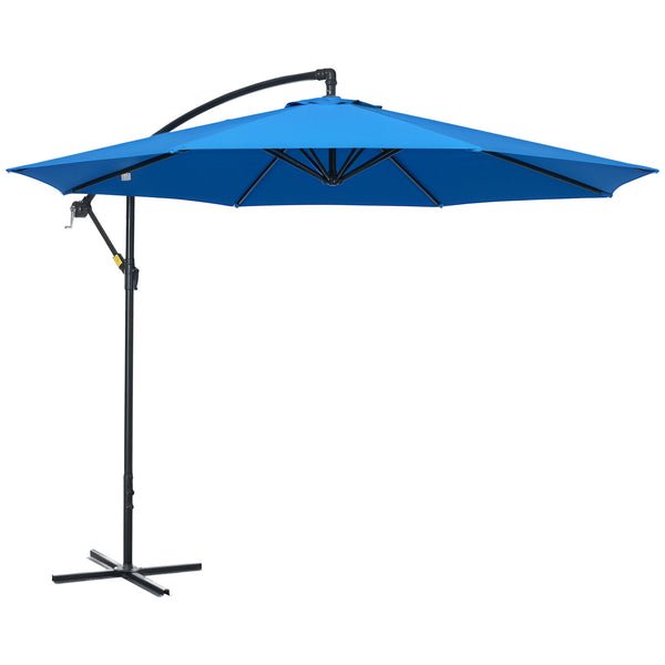Parasol déporté de 3 m avec base, parasol suspendu à bras articulé, bleu