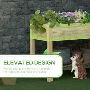 45" x 22" x 33" Raised Garden Bed with Legs and Storage Shelf, Wooden Elevated Planter Box with Drainage Holes for Backyard Patio Balcony, Light Green