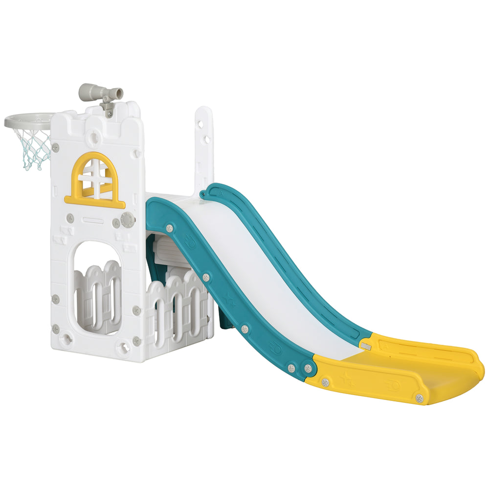 4-in-1 Toddler Slide with Yellow Basketball Hoop