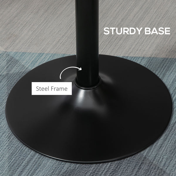 Industrial high bistro table with metal base and elm wood top