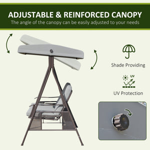 Swing chair for 3 people with steel canopy, light grey 