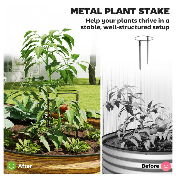 Galvanized raised outdoor planter with metal support, brown