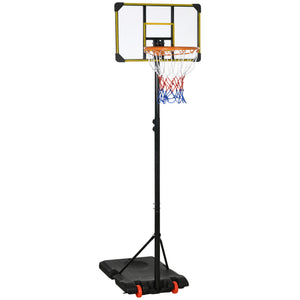 Portable basketball hoop, adjustable height from 1.80 m to 2.10 m, with wheels