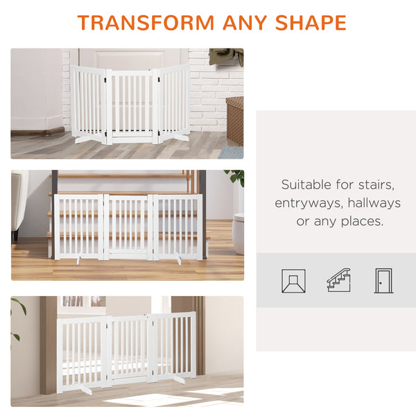 Freestanding wooden pet gate with 3 foldable panels