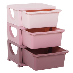 3 Drawer Plastic Kids Toy Organizer, Pink