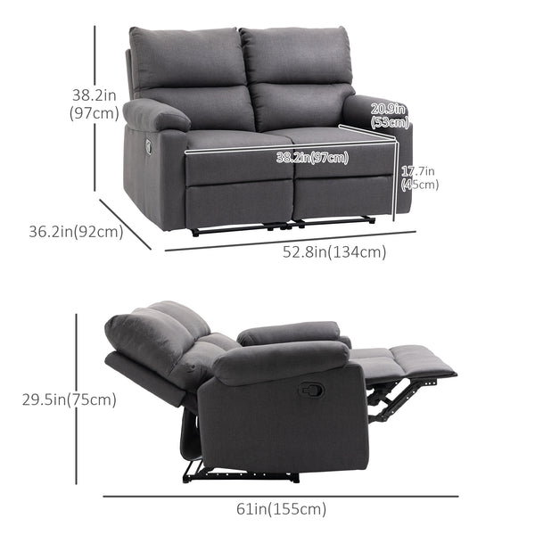 2-seater recliner with footrest, dark gray
