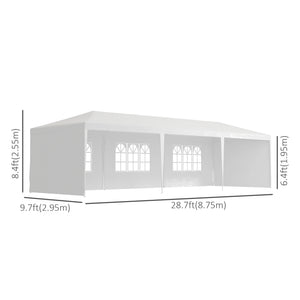 10' x 29' Party Tent, Canopy Tent with Sidewalls and Large Transparent Windows for Garden, Backyard, Outdoor, White