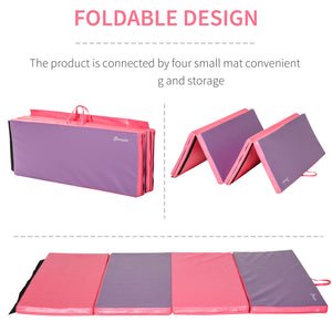 4'x6'x2'' Folding Gymnastics Mat with Carry Handles, Pink and Purple