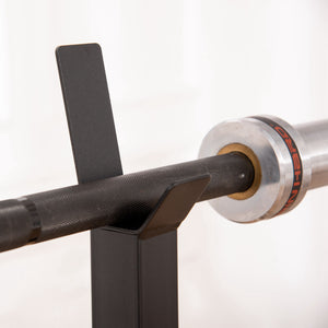 Adjustable Barbell Rack for Squats and Weightlifting with 2 Bars, Black and White